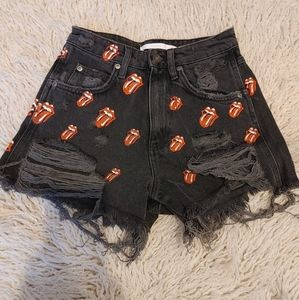 Black Rollingstones Jean shorts US02